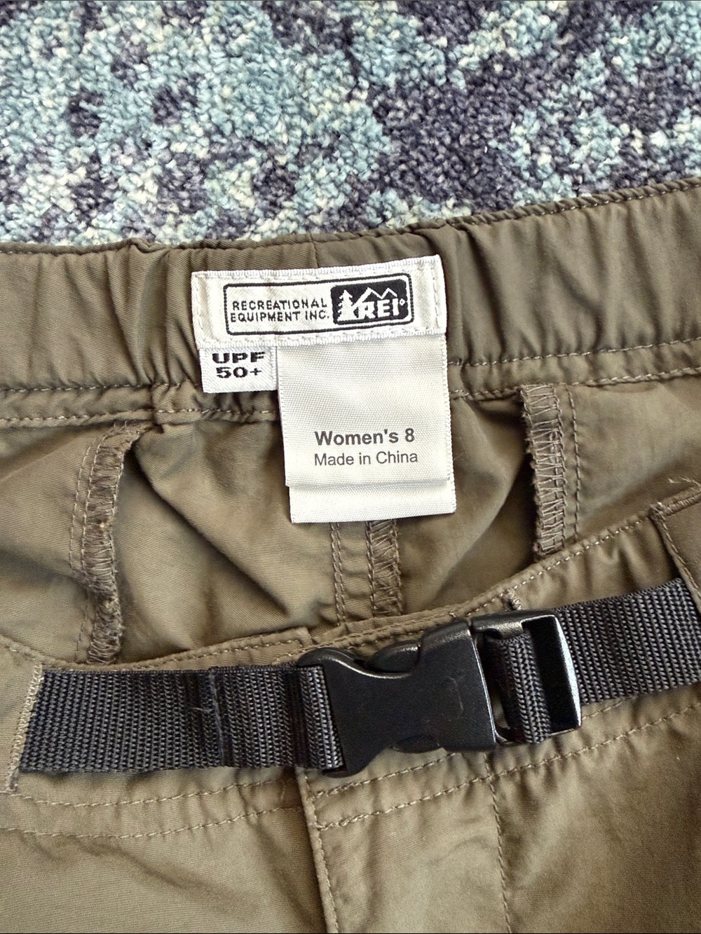 Women’s Olive Cargo Pants with Built-In Belt - Picture 2 of 7